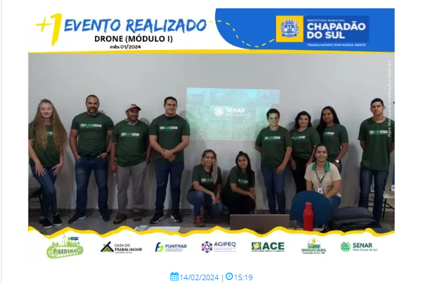 Imagem de compartilhamento para o artigo Chapadão do Sul promove curso gratuito: Módeulo II – Pilotagem de drones da MS Todo dia